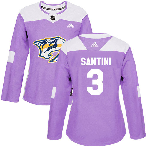 Adidas Predators #3 Steven Santini Purple Authentic Fights Cancer Women's Stitched NHL Jersey